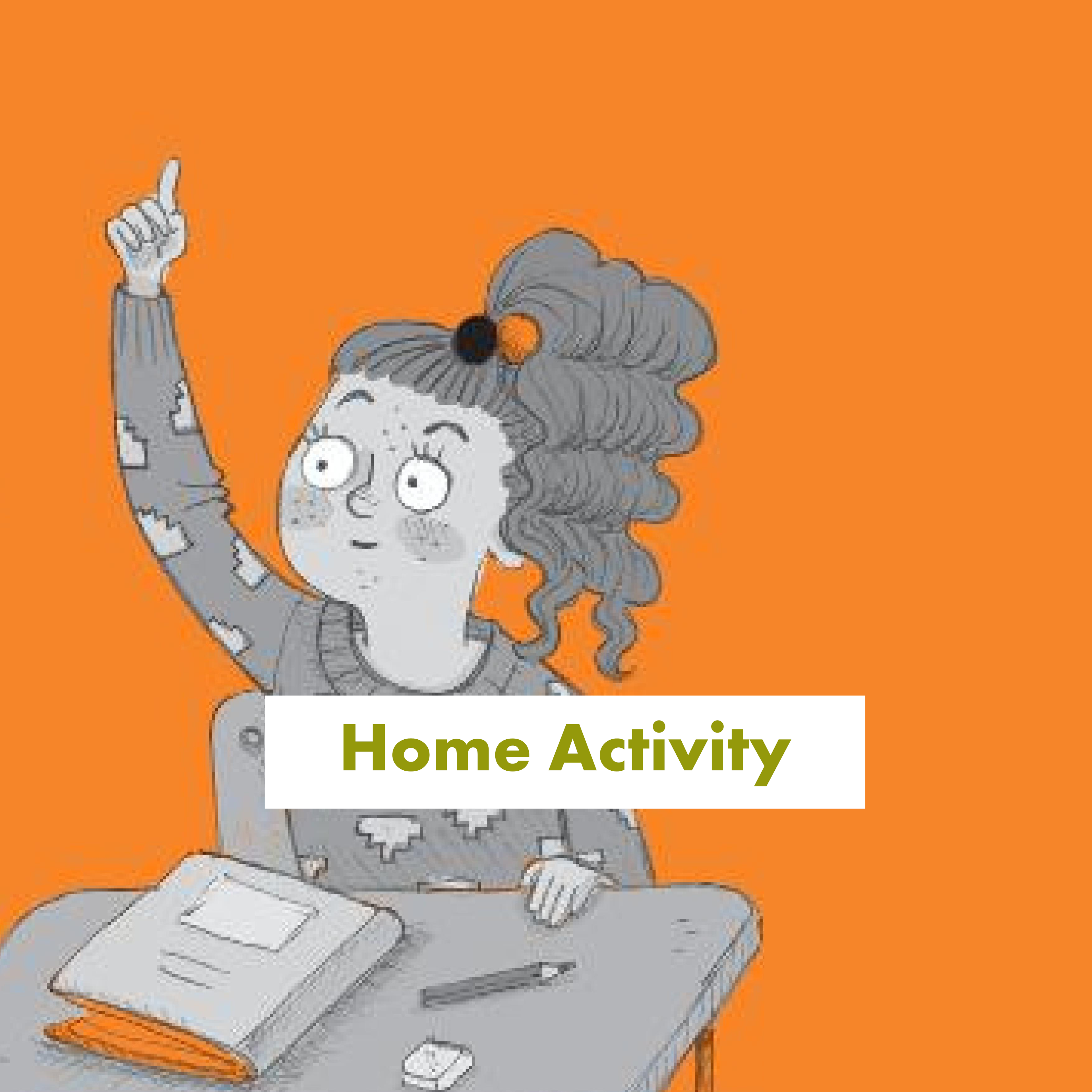 Illustration of girl at a desk with her hand up